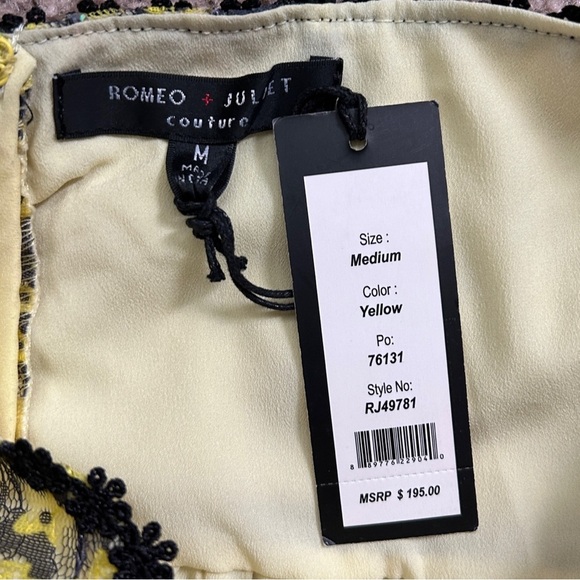 Romeo & Juliet Couture Yellow Floral Lace Overlay Fit & Flare Mini Dress NWT M - Picture 5 of 9